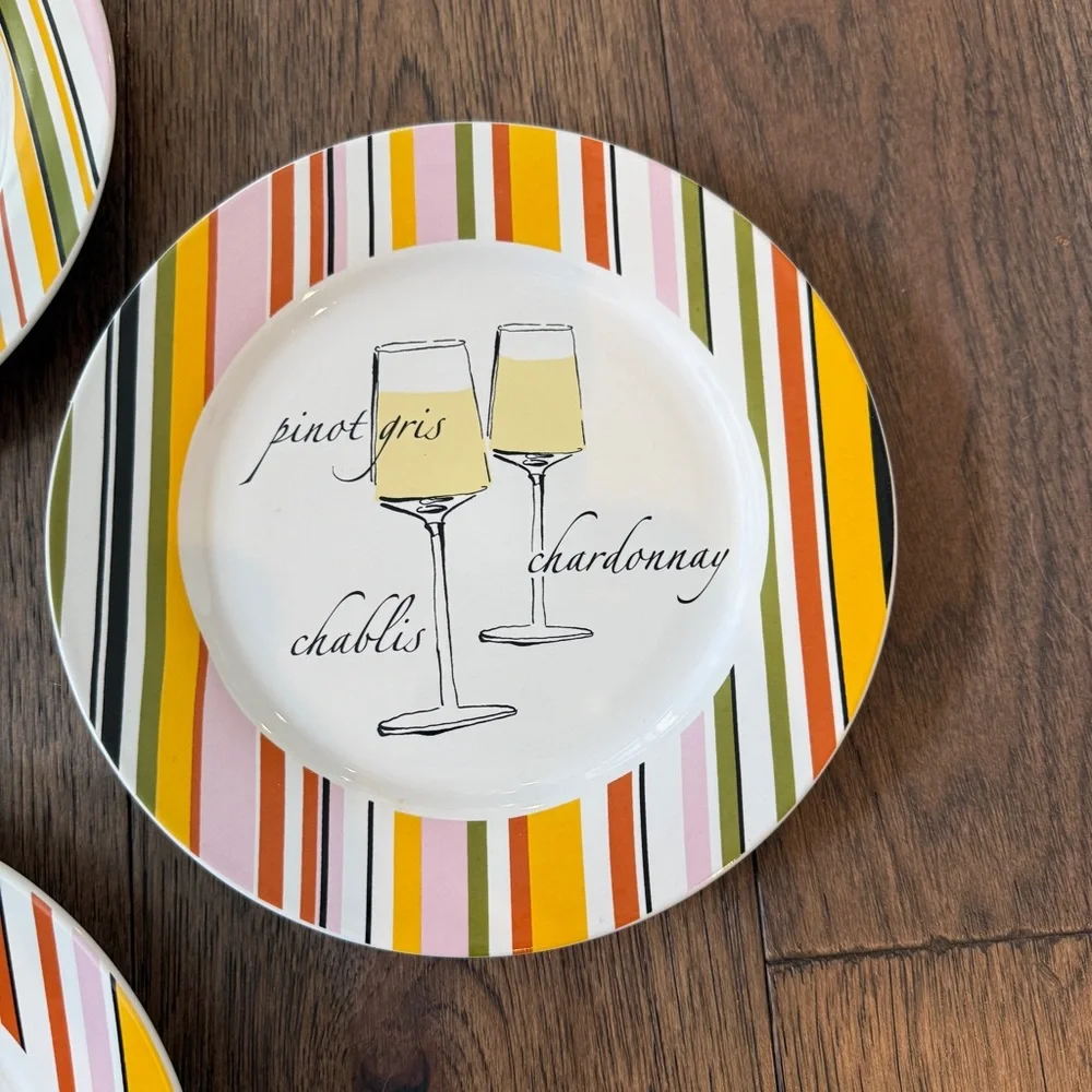 Vintage appetizer/ dessert plates designed with wine set of 4 by Rosanna